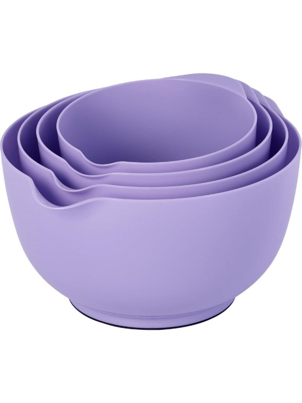 4-Piece Nesting Mixing Bowl Set with Pour Spouts for Cooking & Baking, Purple
